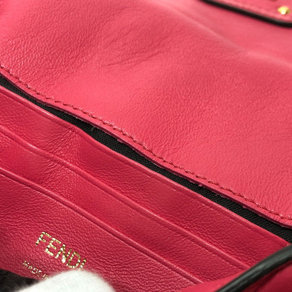 FENDI 8BS017 FF Baguette Small Chain 2-Way Bag, Shoulder Bag, Lambskin, Pink