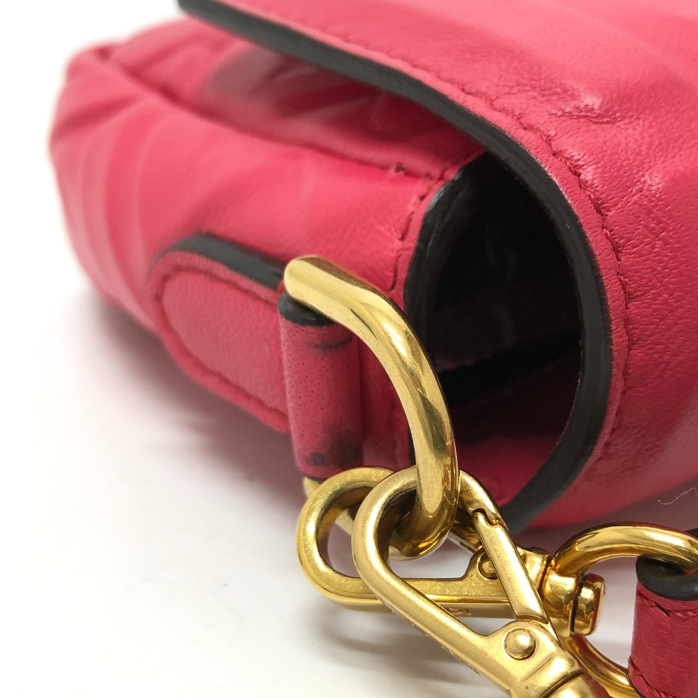 FENDI 8BS017 FF Baguette Small Chain 2-Way Bag, Shoulder Bag, Lambskin, Pink