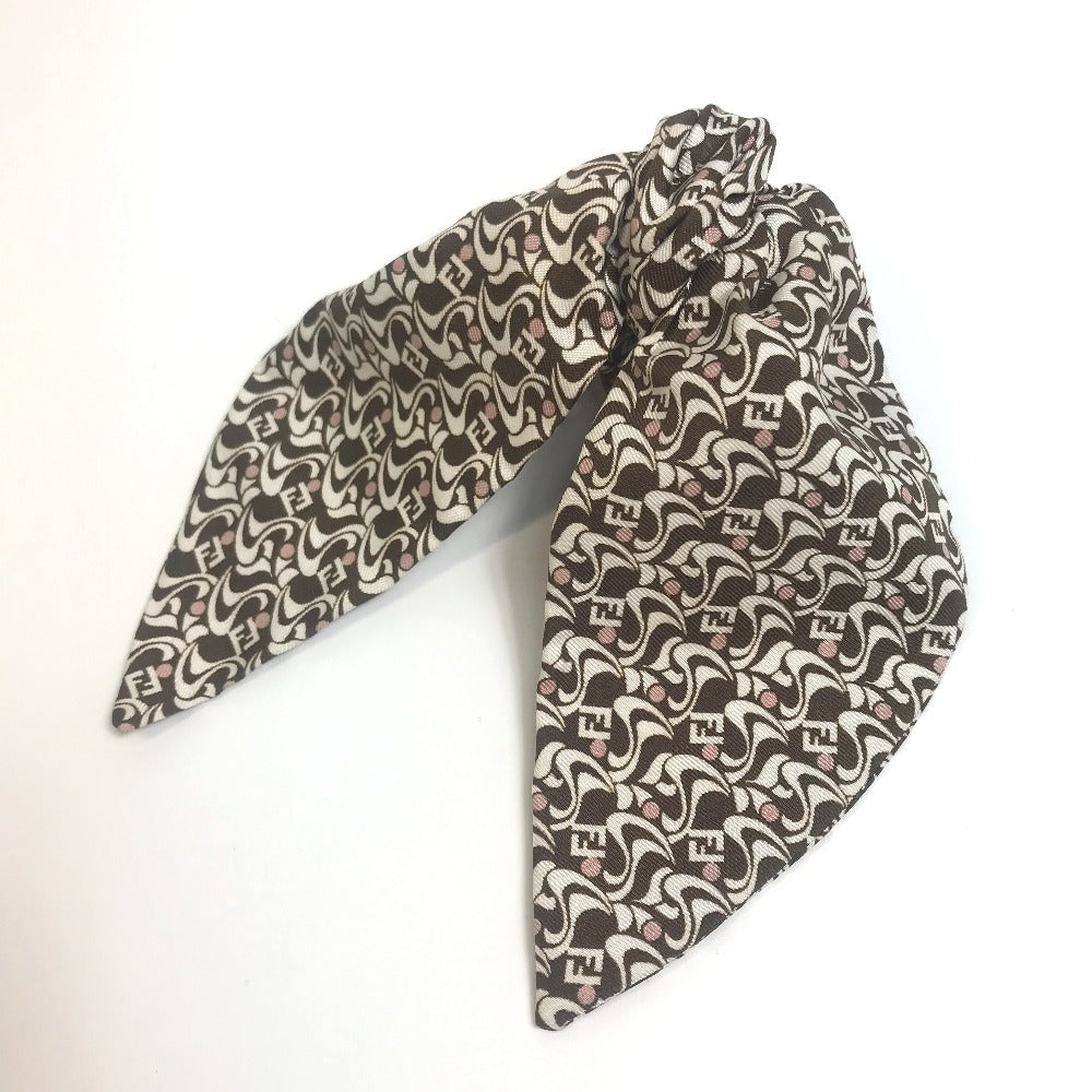 FENDI Silk Logo Hair Clip, Hair Accessory, Fashion Accessory, Barrette, Silk, Women's, Brown and White