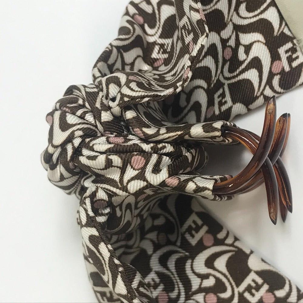 FENDI Silk Logo Hair Clip, Hair Accessory, Fashion Accessory, Barrette, Silk, Women's, Brown and White