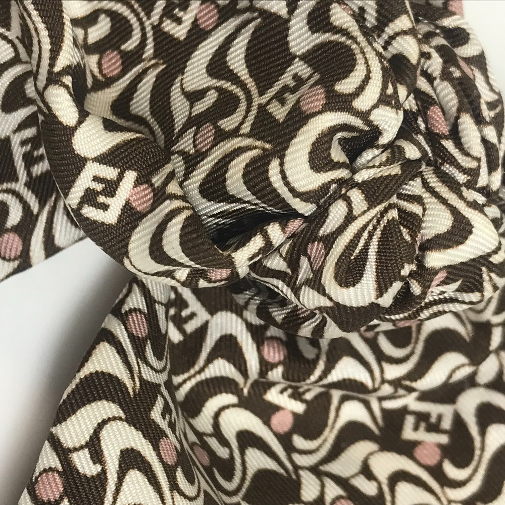 FENDI Silk Logo Hair Clip, Hair Accessory, Fashion Accessory, Barrette, Silk, Women's, Brown and White