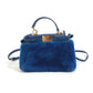 FENDI Micro Peekaboo Crossbody Bag, 2-Way Shoulder Bag/Handbag, Faux Fur, Women's, Blue