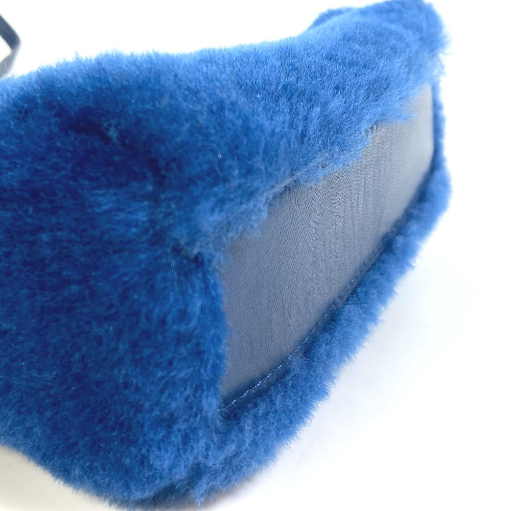 FENDI Micro Peekaboo Crossbody Bag, 2-Way Shoulder Bag/Handbag, Faux Fur, Women's, Blue