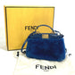 FENDI Micro Peekaboo Crossbody Bag, 2-Way Shoulder Bag/Handbag, Faux Fur, Women's, Blue