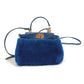 FENDI Micro Peekaboo Crossbody Bag, 2-Way Shoulder Bag/Handbag, Faux Fur, Women's, Blue