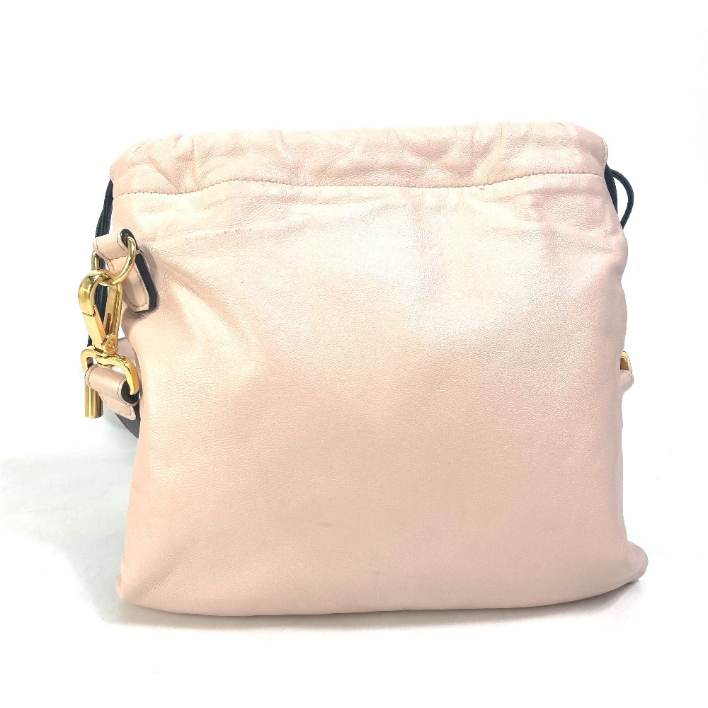 FENDI 8BT337 Drawstring Pouch, Crossbody Bag, Slim Clutch, Small Shoulder Bag, Leather, Women's, Pink