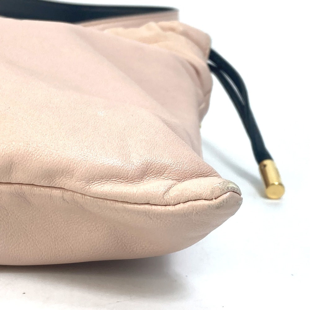 FENDI 8BT337 Drawstring Pouch, Crossbody Bag, Slim Clutch, Small Shoulder Bag, Leather, Women's, Pink