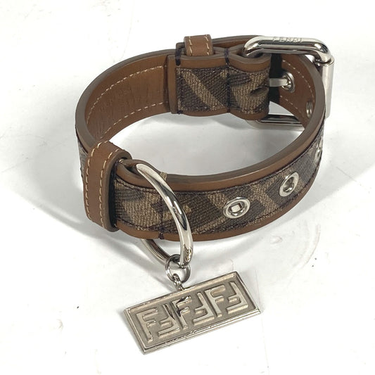 FENDI 8AC016 ズッカ ドッグカラー 犬 ペット アクセサリー ワンちゃん 首輪 レザー ユニセックス ブラウン - brandshop-reference