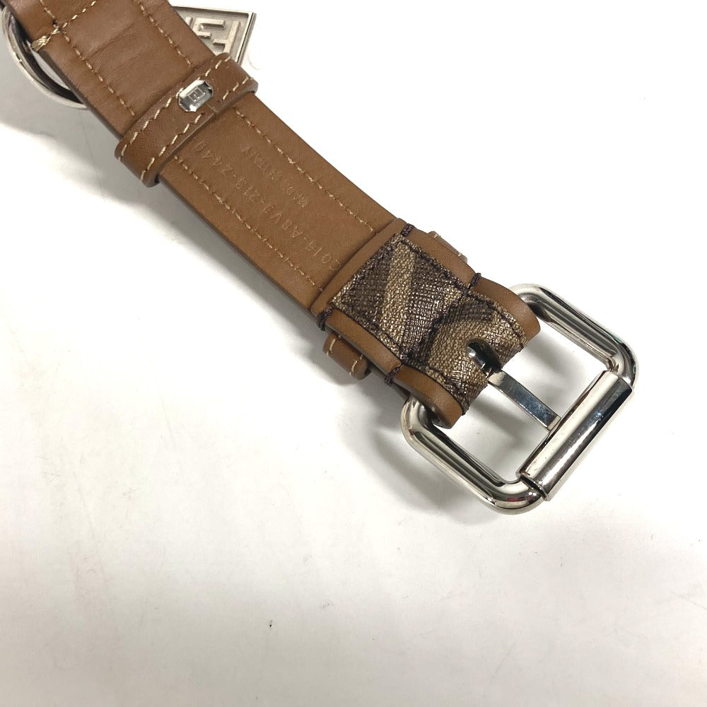 FENDI 8AC016 ズッカ ドッグカラー 犬 ペット アクセサリー ワンちゃん 首輪 レザー ユニセックス ブラウン - brandshop-reference