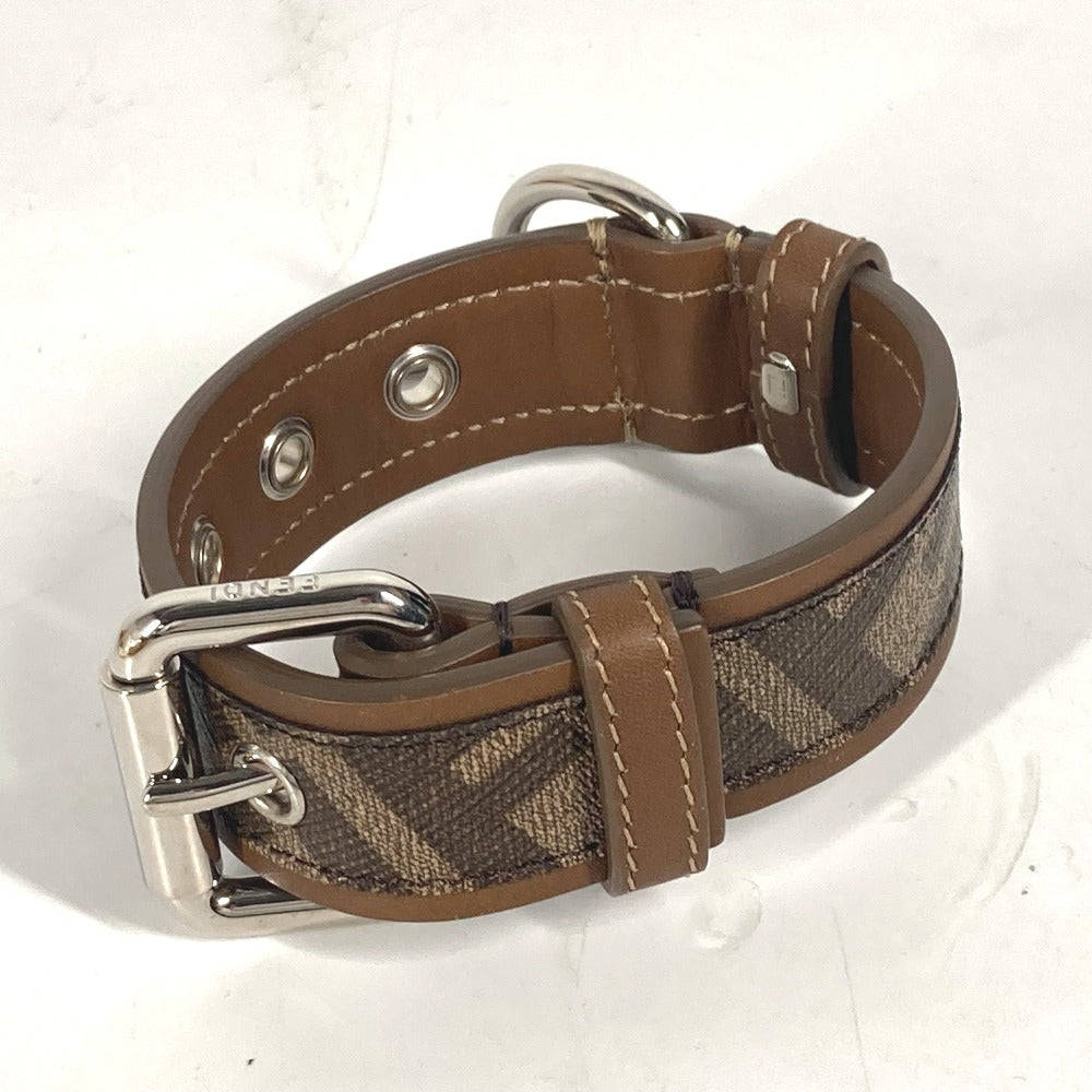FENDI 8AC016 ズッカ ドッグカラー 犬 ペット アクセサリー ワンちゃん 首輪 レザー ユニセックス ブラウン - brandshop-reference
