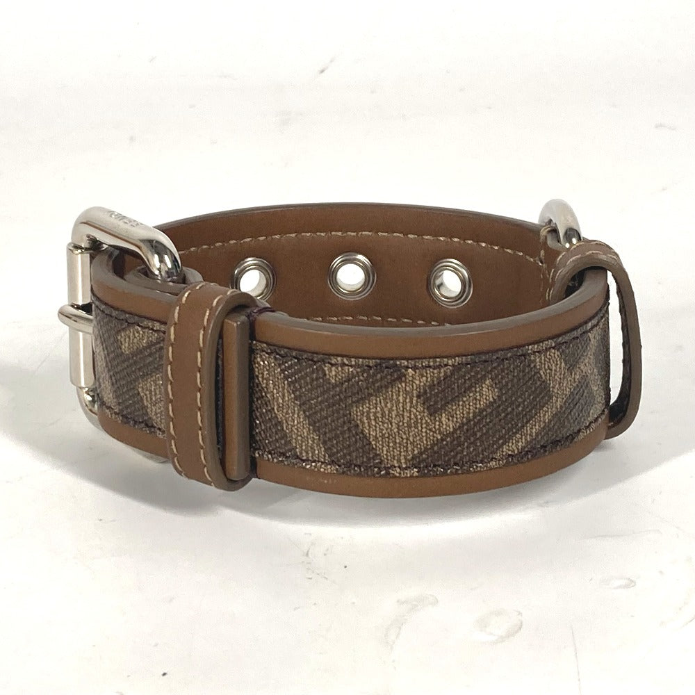 FENDI 8AC016 ズッカ ドッグカラー 犬 ペット アクセサリー ワンちゃん 首輪 レザー ユニセックス ブラウン - brandshop-reference