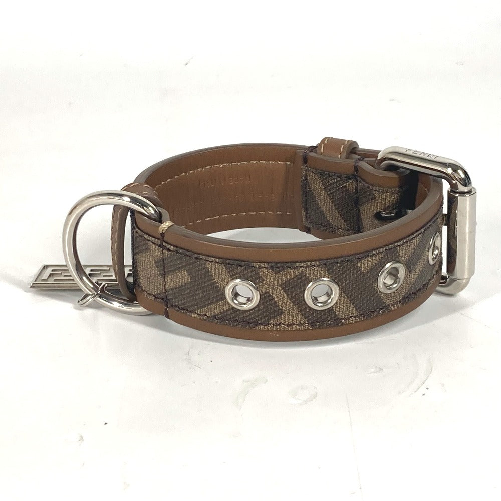 FENDI 8AC016 ズッカ ドッグカラー 犬 ペット アクセサリー ワンちゃん 首輪 レザー ユニセックス ブラウン - brandshop-reference