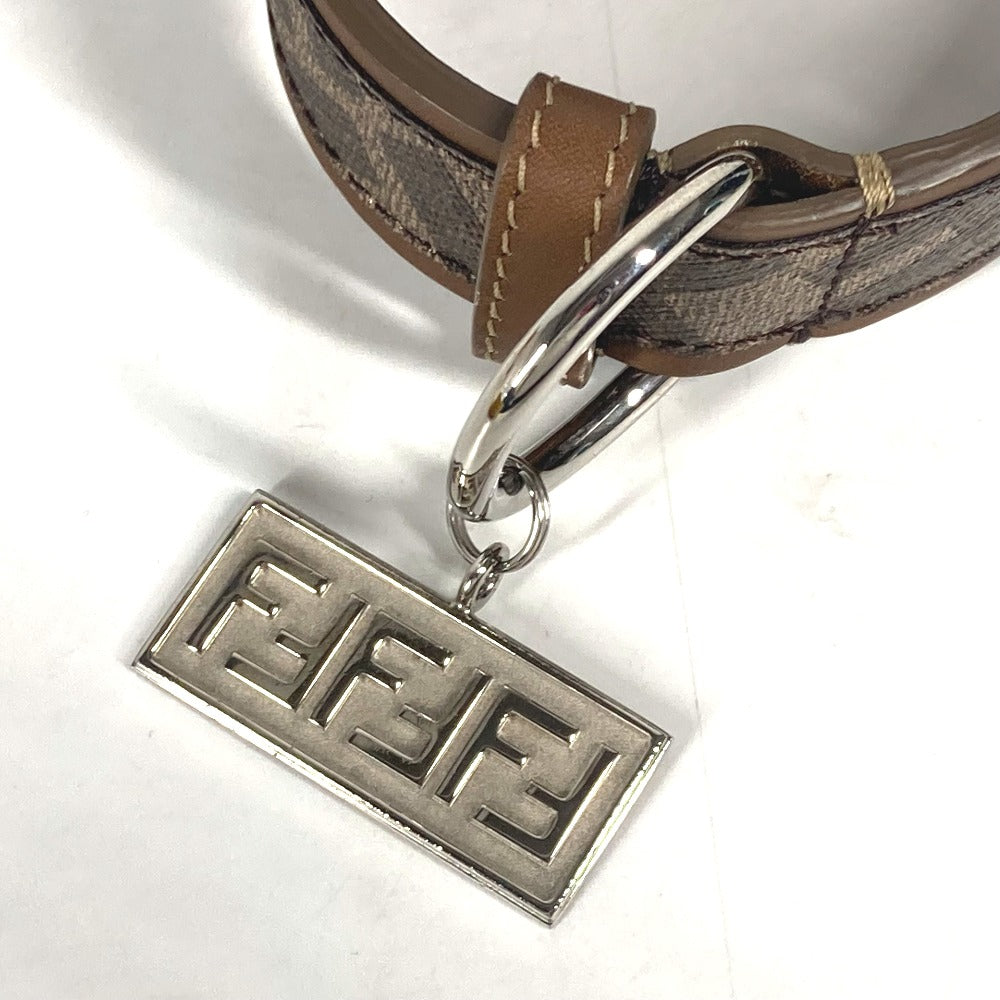 FENDI 8AC016 ズッカ ドッグカラー 犬 ペット アクセサリー ワンちゃん 首輪 レザー ユニセックス ブラウン - brandshop-reference