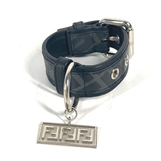FENDI 8AC016 ズッカ ドッグカラー 犬 ペット アクセサリー ワンちゃん 首輪 レザー ユニセックス ブラック - brandshop-reference