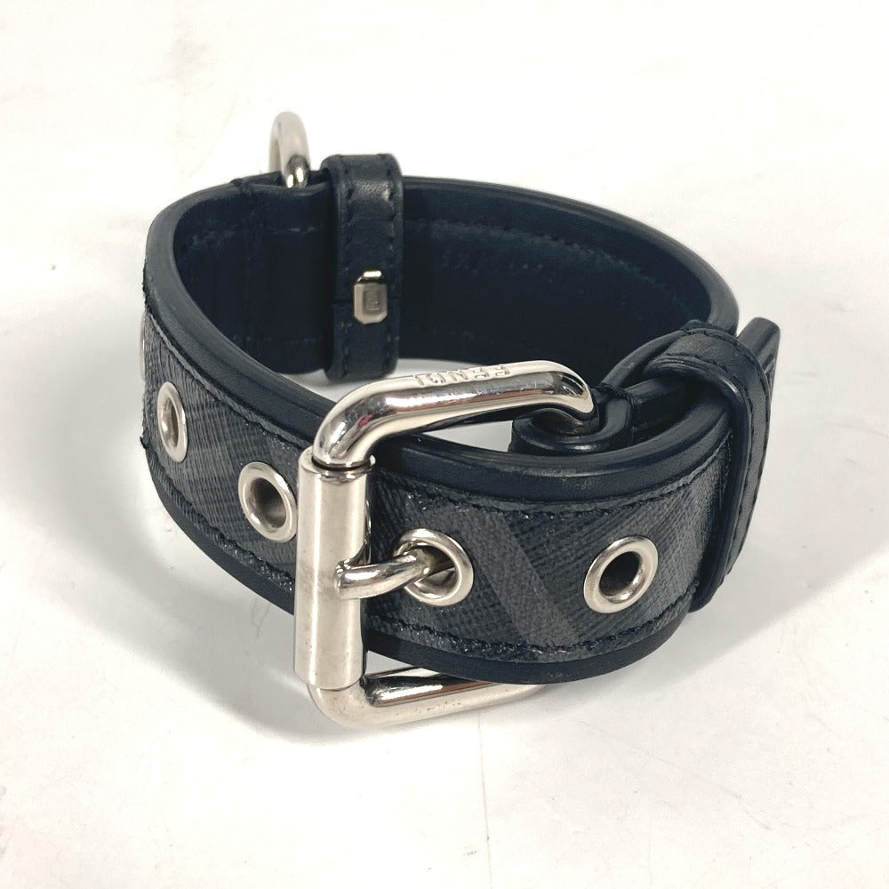 FENDI 8AC016 ズッカ ドッグカラー 犬 ペット アクセサリー ワンちゃん 首輪 レザー ユニセックス ブラック - brandshop-reference