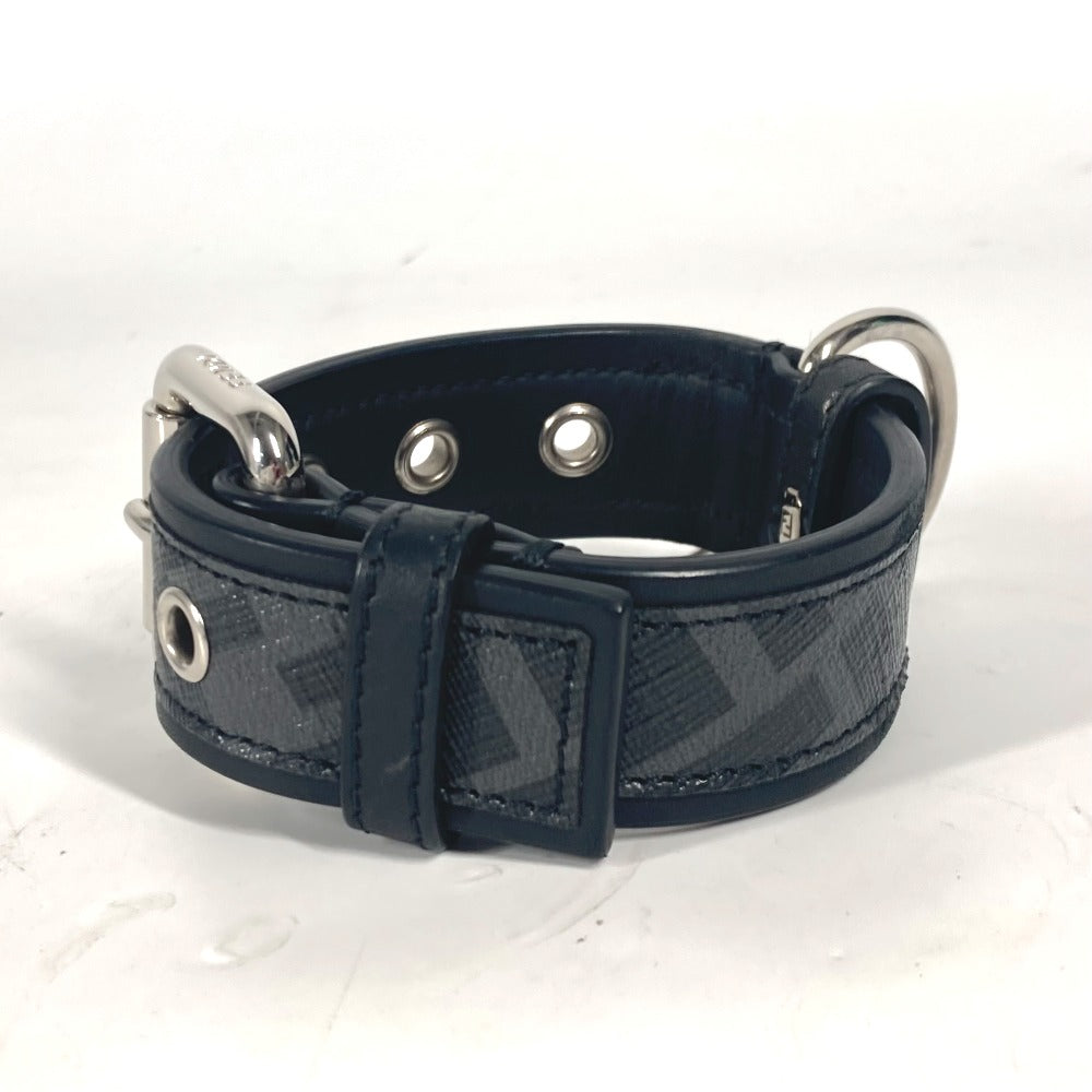 FENDI 8AC016 ズッカ ドッグカラー 犬 ペット アクセサリー ワンちゃん 首輪 レザー ユニセックス ブラック - brandshop-reference
