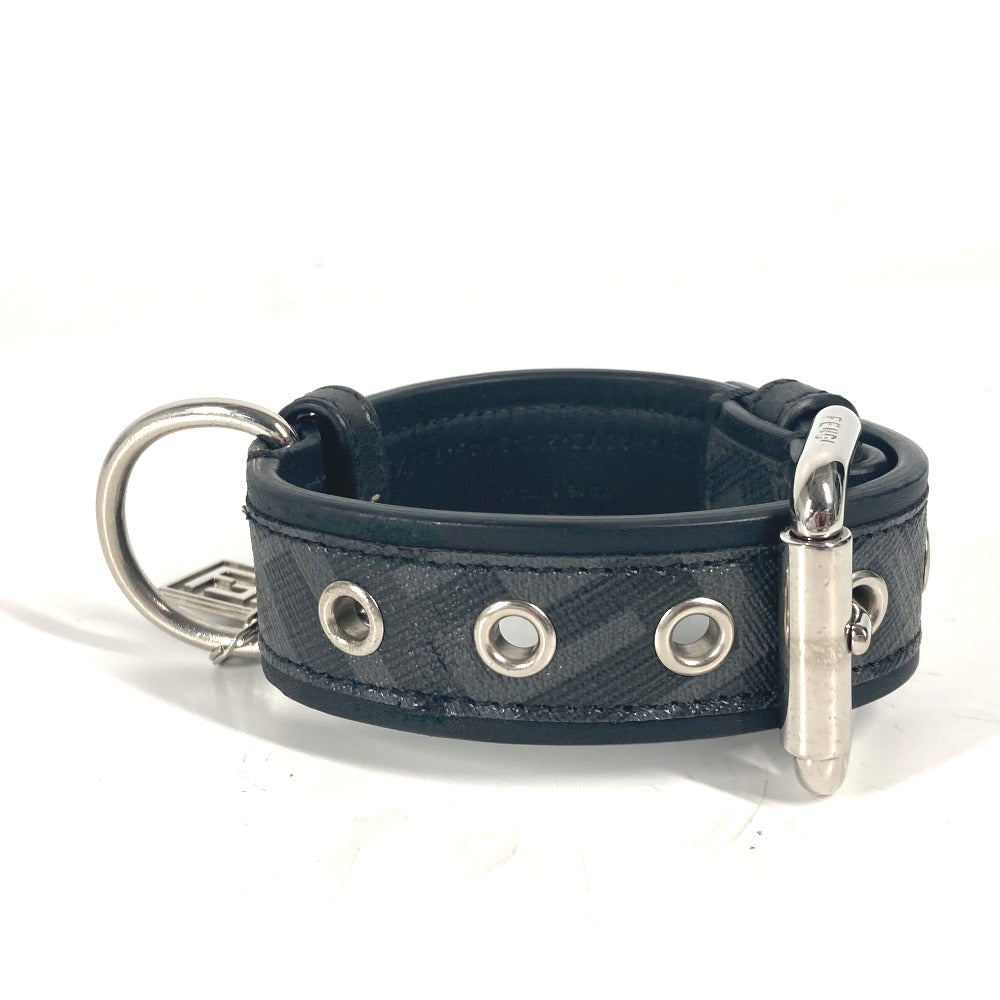 FENDI 8AC016 ズッカ ドッグカラー 犬 ペット アクセサリー ワンちゃん 首輪 レザー ユニセックス ブラック - brandshop-reference
