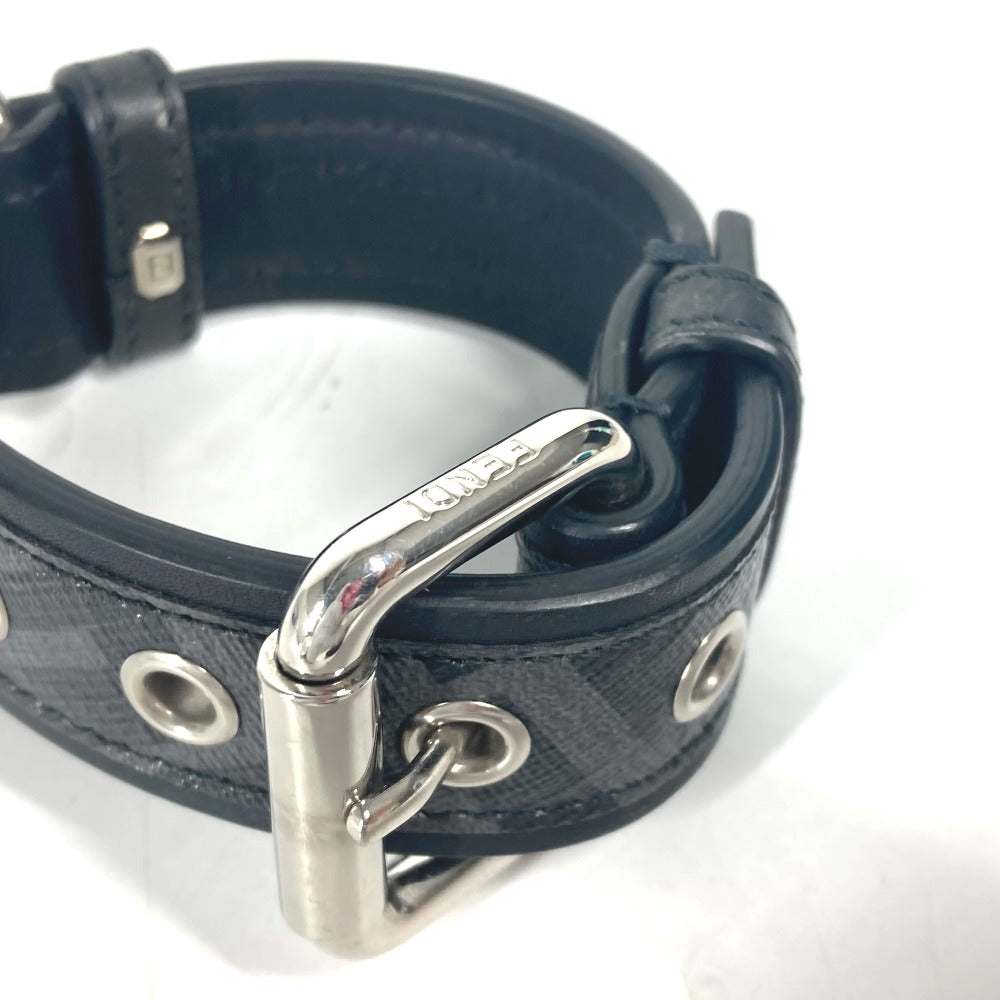 FENDI 8AC016 ズッカ ドッグカラー 犬 ペット アクセサリー ワンちゃん 首輪 レザー ユニセックス ブラック - brandshop-reference