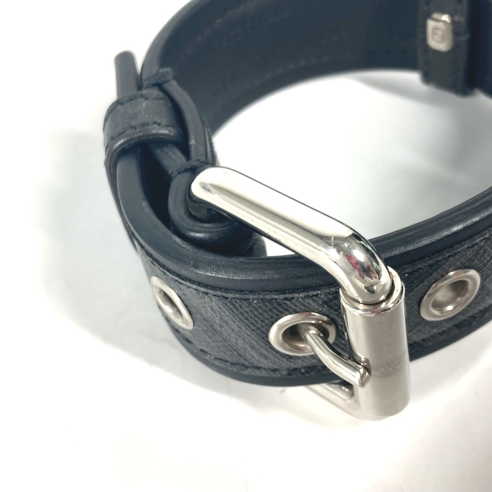 FENDI 8AC016 ズッカ ドッグカラー 犬 ペット アクセサリー ワンちゃん 首輪 レザー ユニセックス ブラック - brandshop-reference