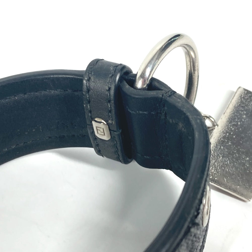 FENDI 8AC016 ズッカ ドッグカラー 犬 ペット アクセサリー ワンちゃん 首輪 レザー ユニセックス ブラック - brandshop-reference