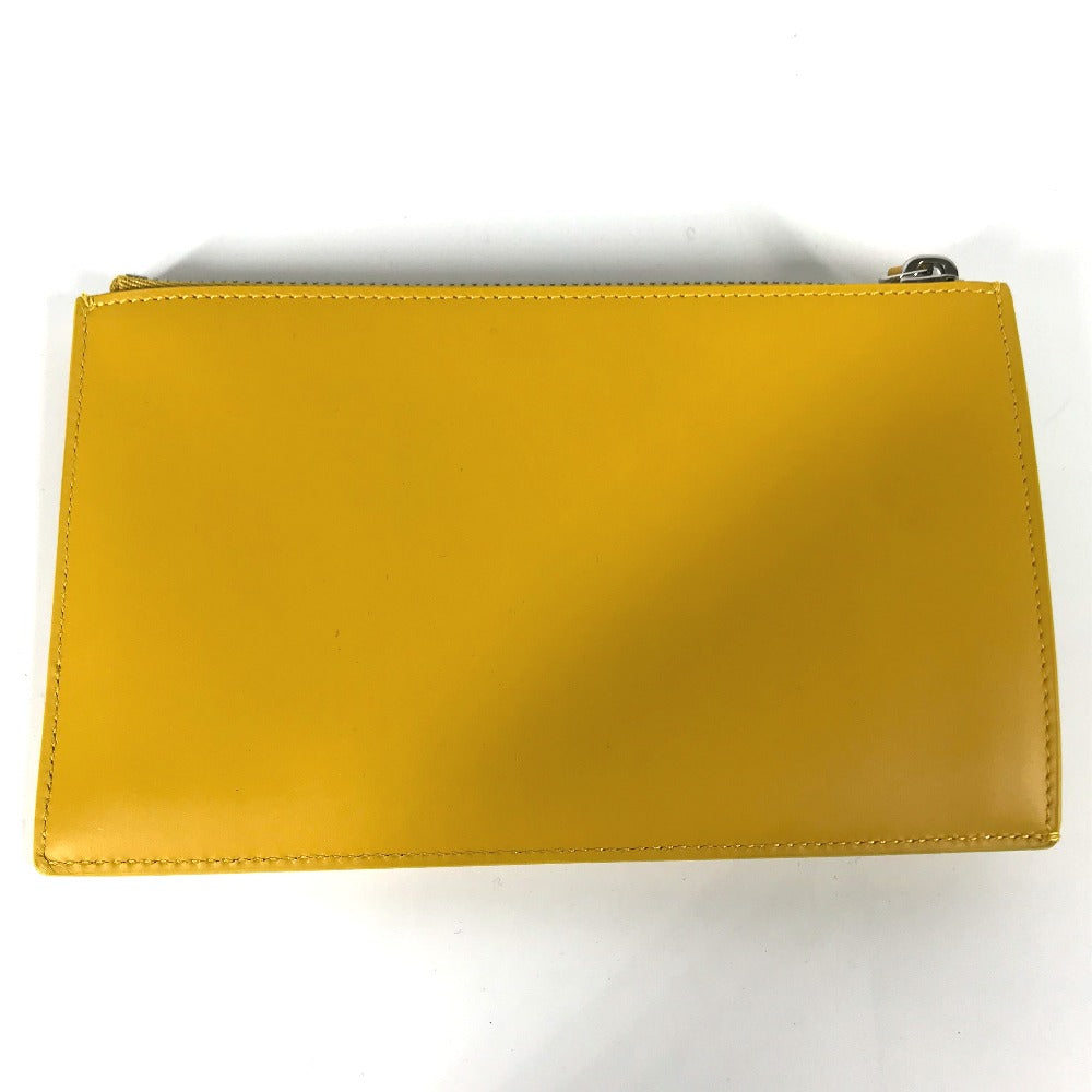 FENDI 7N0114 ロゴ カバン ポーチ クラッチバッグ レザー レディース イエロー