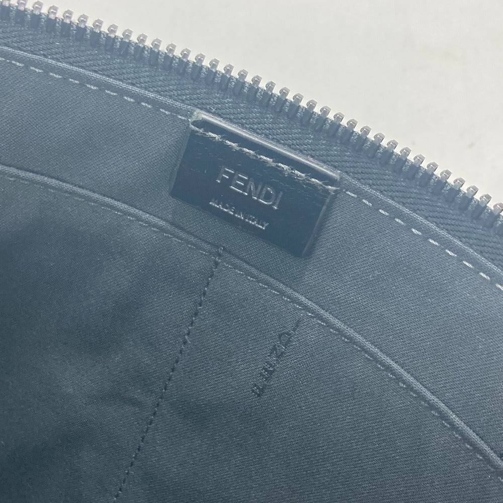 FENDI 7M0237 ジップ カバン ポーチ クラッチバッグ レザー メンズ グレー
