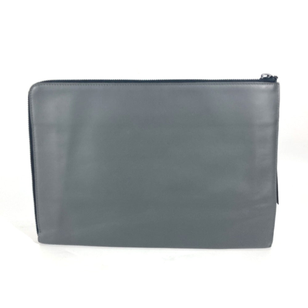FENDI 7M0237 ジップ カバン ポーチ クラッチバッグ レザー メンズ グレー