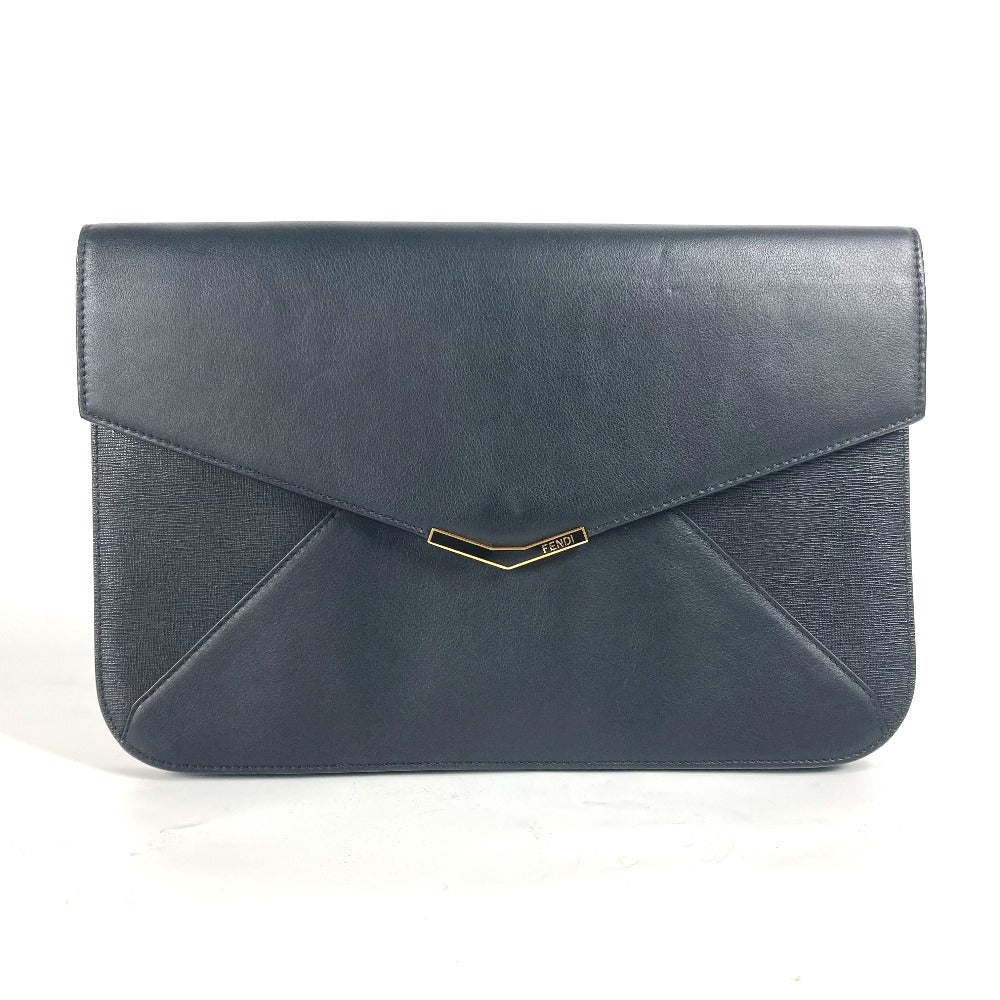 FENDI 8M0312 フラップ トゥージュール ポーチ カバン ストラップ付 クラッチバッグ レザー メンズ ブラック