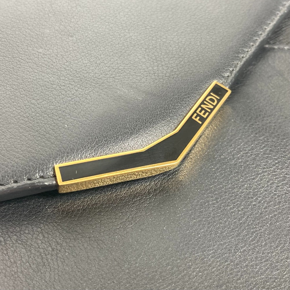 FENDI 8M0312 フラップ トゥージュール ポーチ カバン ストラップ付 クラッチバッグ レザー メンズ ブラック