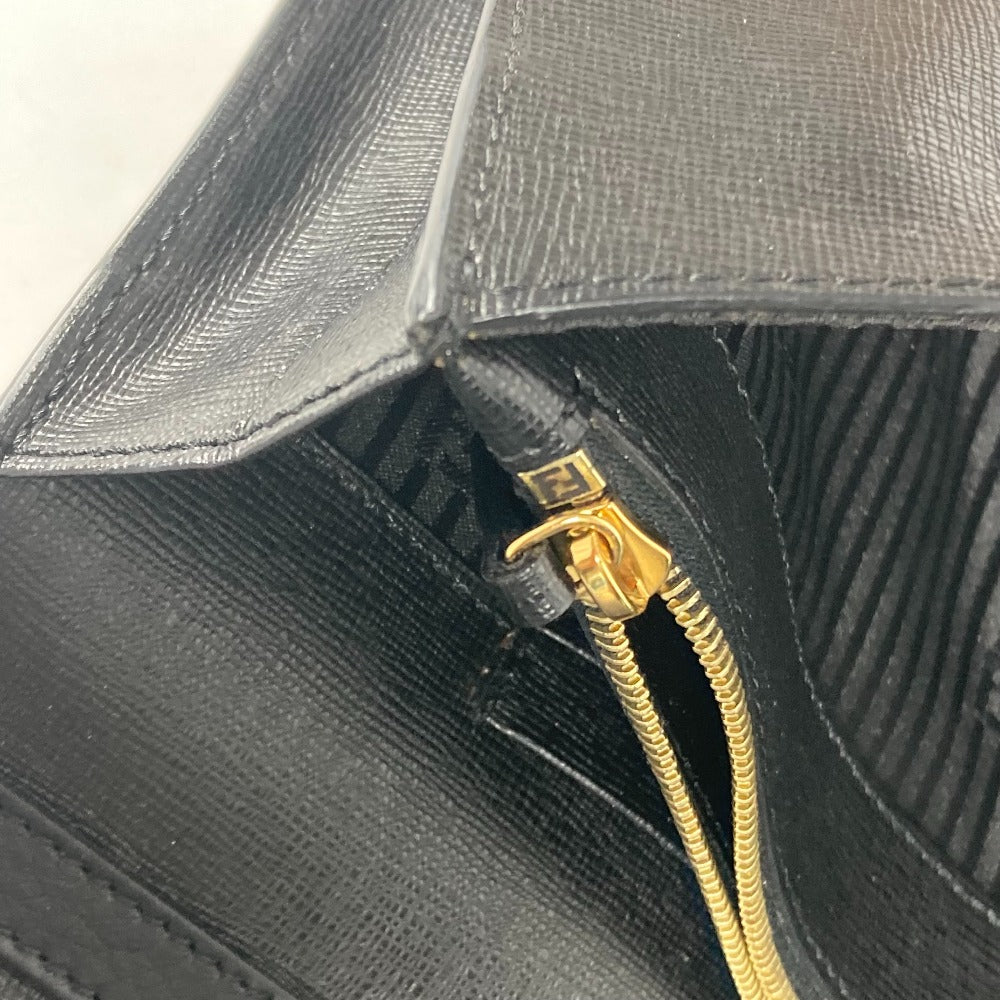FENDI 8M0312 フラップ トゥージュール ポーチ カバン ストラップ付 クラッチバッグ レザー メンズ ブラック