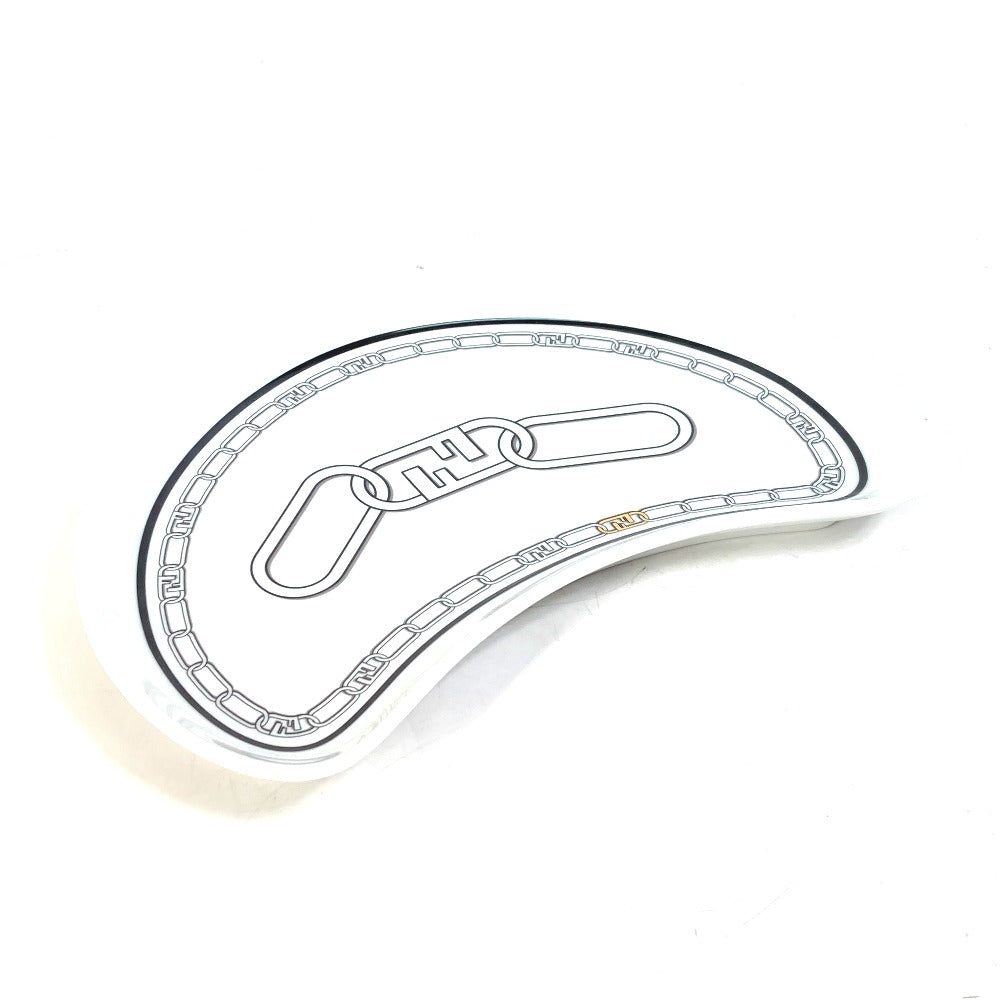 FENDI 7AC048 White Porcelain Tableware, Orlock Crescent Plate, Aperitif Plate, Women's, White