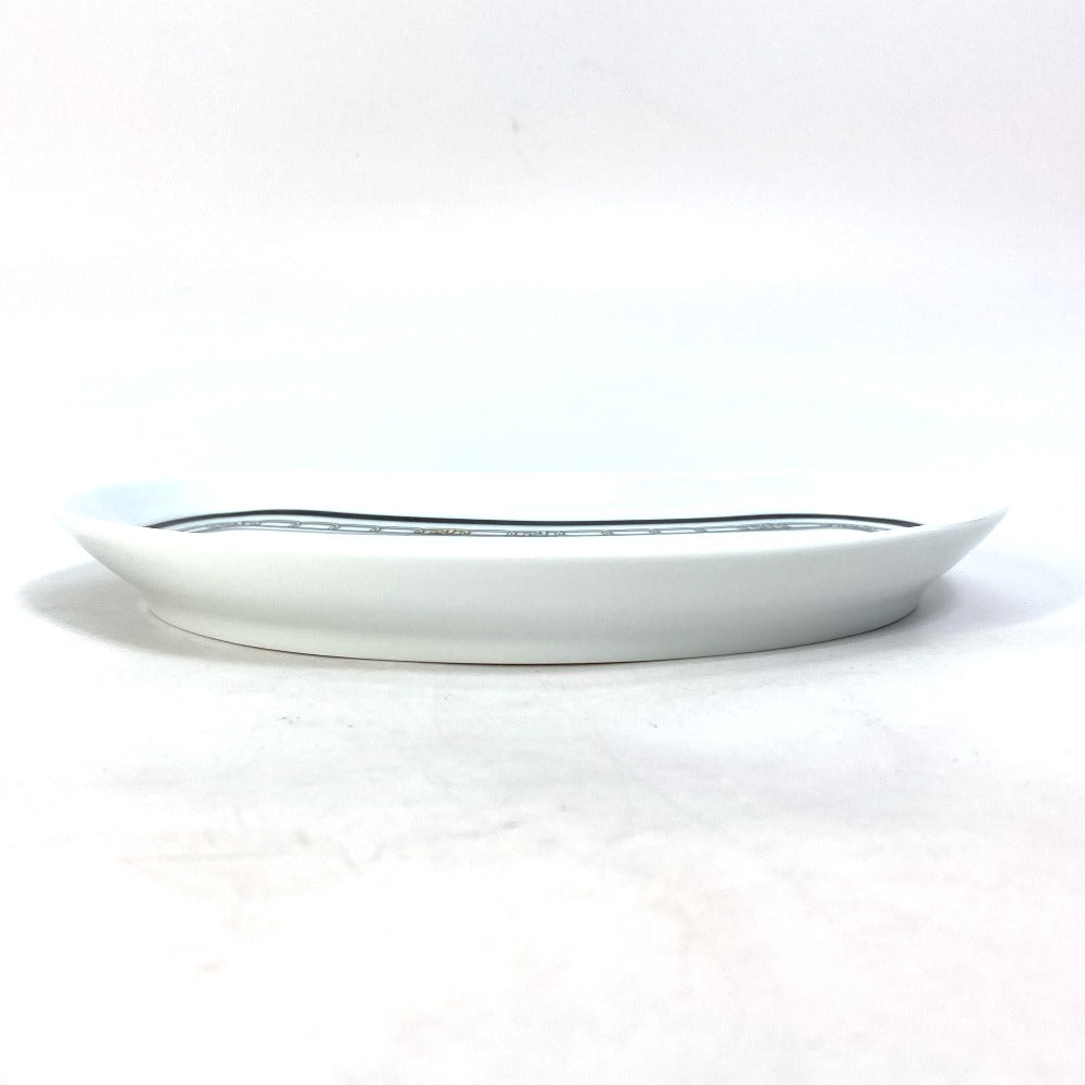 FENDI 7AC048 White Porcelain Tableware, Orlock Crescent Plate, Aperitif Plate, Women's, White