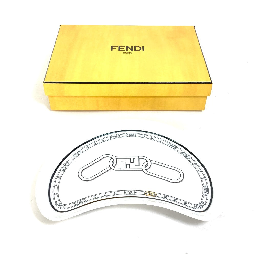 FENDI 7AC048 White Porcelain Tableware, Orlock Crescent Plate, Aperitif Plate, Women's, White
