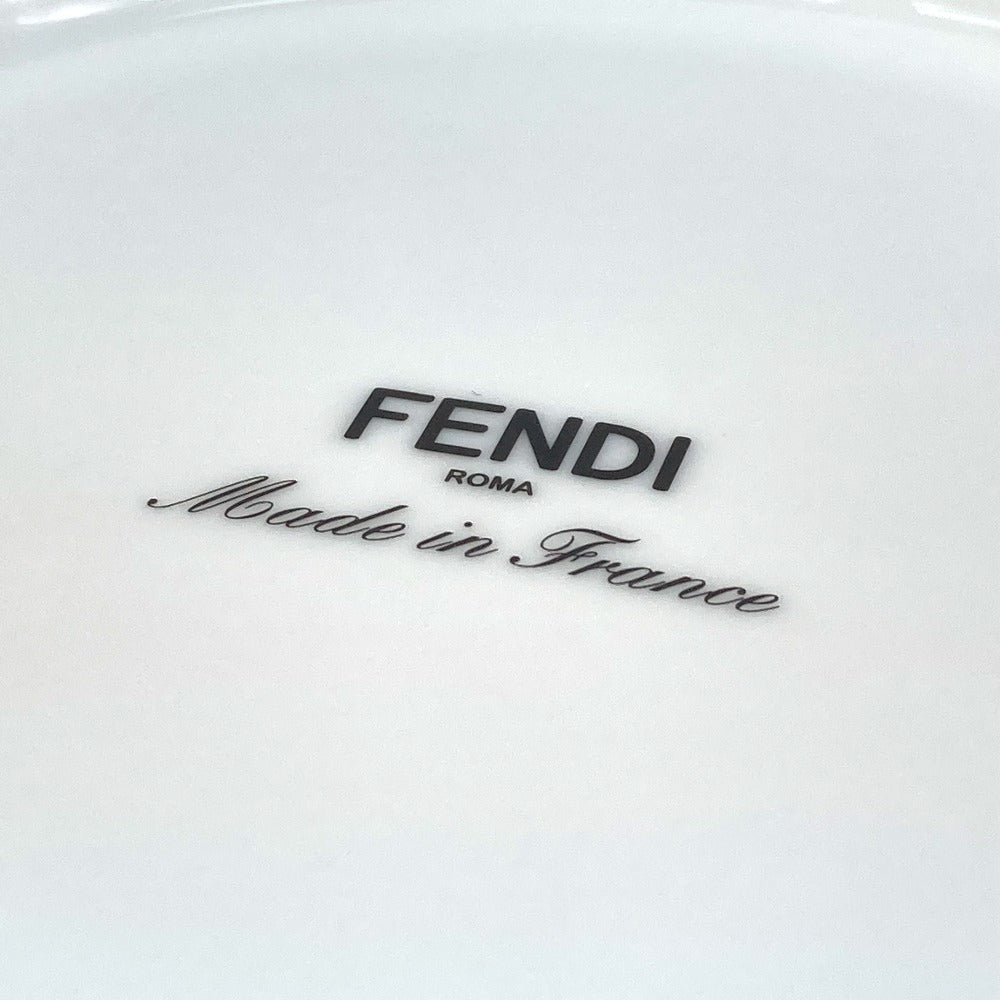 FENDI 7AC045 White Porcelain Dinnerware, Set of 2, Pair of Orlock Plates, Women's, White