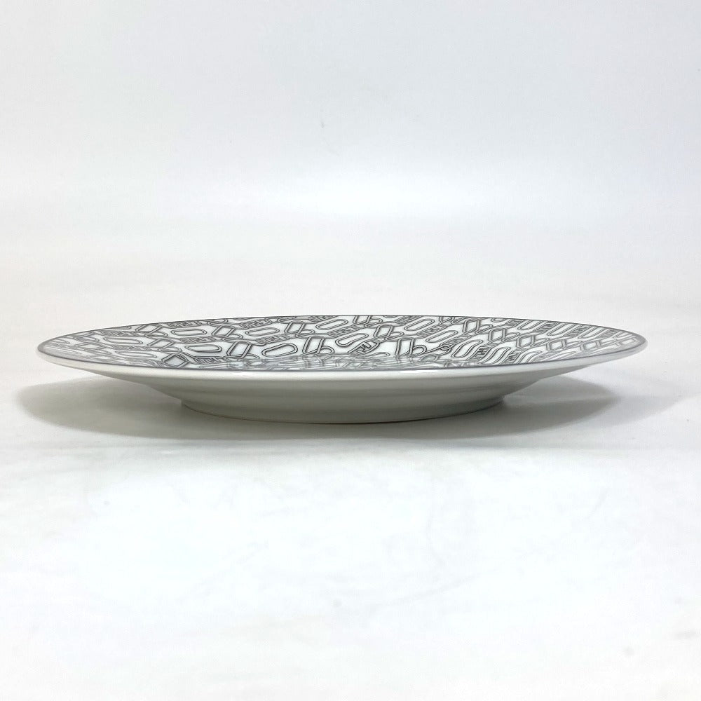 FENDI 7AC047 White Porcelain Dinnerware, Set of 2, Pair of Orlock Plates, Side Plates, Porcelain, Women's, White