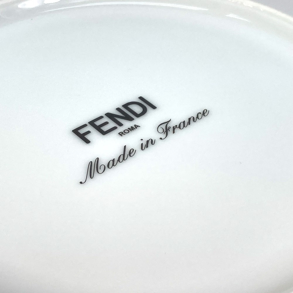FENDI 7AC047 White Porcelain Dinnerware, Set of 2, Pair of Orlock Plates, Side Plates, Porcelain, Women's, White