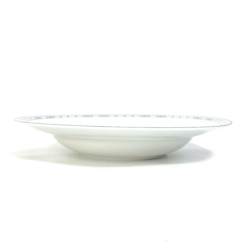 FENDI 7AC046 White Porcelain Dinnerware, Set of 2 Orlock Plates, White Porcelain Soup Plates, Women's, White