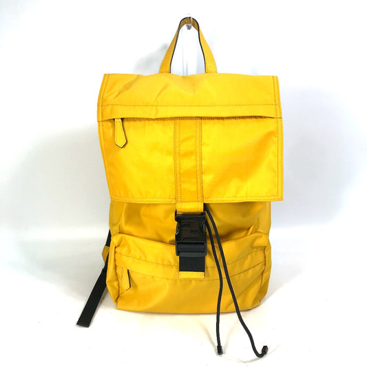 FENDI 7VZ066 フェンディネス バックパック カバン リュックサック ナイロン/レザー メンズ イエロー