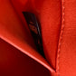 FENDI 8BR793 Baguette Chain Midi Double Chain Bag, Crossbody Shoulder Bag, Canvas/Leather, Women's, Red