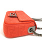 FENDI 8BR793 Baguette Chain Midi Double Chain Bag, Crossbody Shoulder Bag, Canvas/Leather, Women's, Red