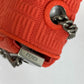 FENDI 8BR793 Baguette Chain Midi Double Chain Bag, Crossbody Shoulder Bag, Canvas/Leather, Women's, Red
