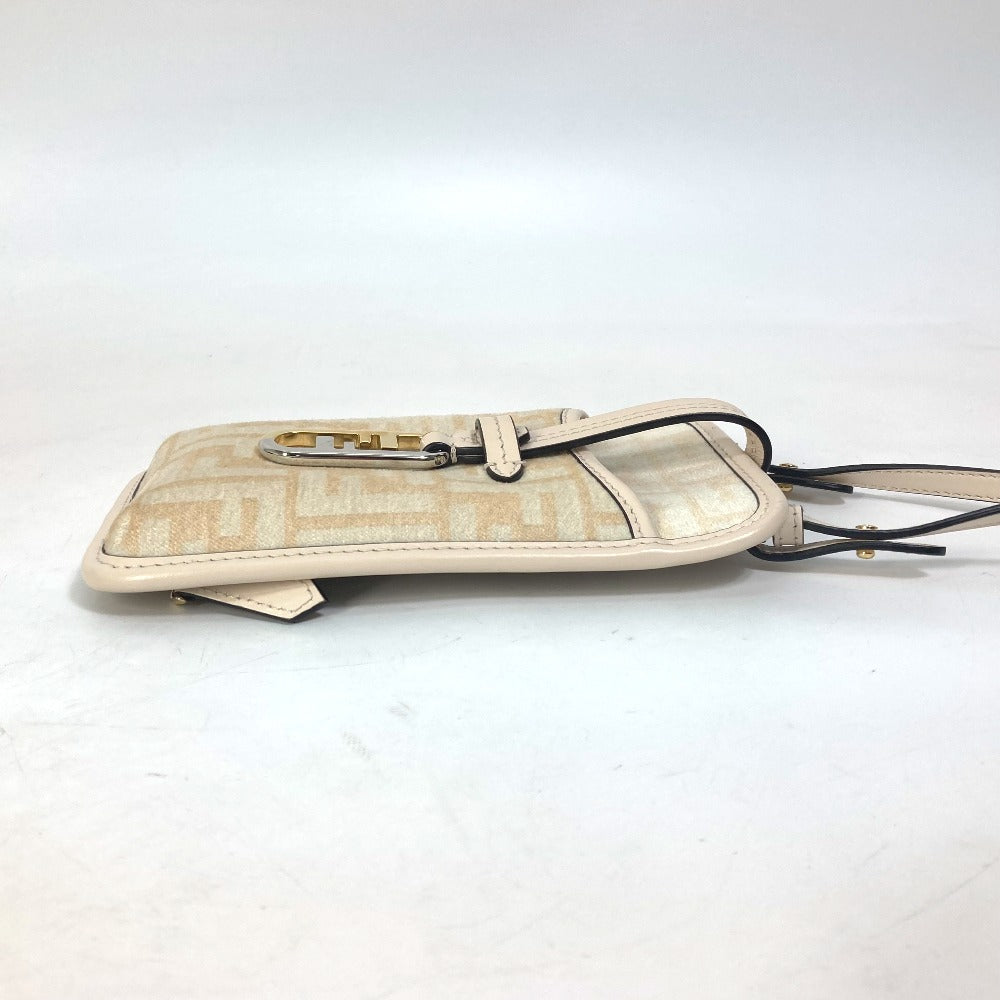 FENDI 7AS131 スマホケース ズッカ ロゴ フォンポーチ スマホポーチ オーロック ショルダーバッグ 斜め掛け ポーチ ビスコース レディース ベージュ