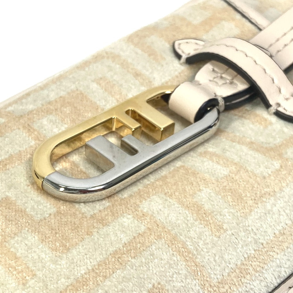 FENDI 7AS131 スマホケース ズッカ ロゴ フォンポーチ スマホポーチ オーロック ショルダーバッグ 斜め掛け ポーチ ビスコース レディース ベージュ