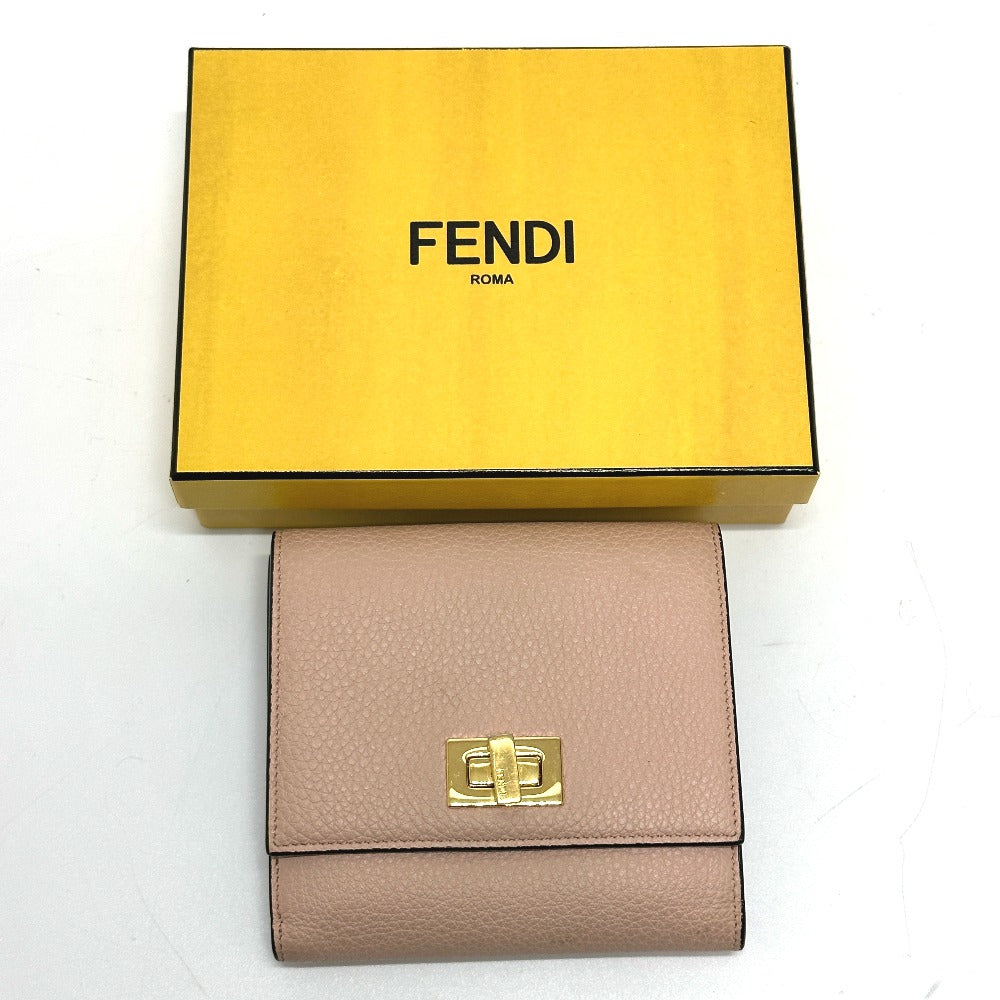 FENDI 8M0438 Peekaboo Bifold Wallet, Leather, Women's, Pink