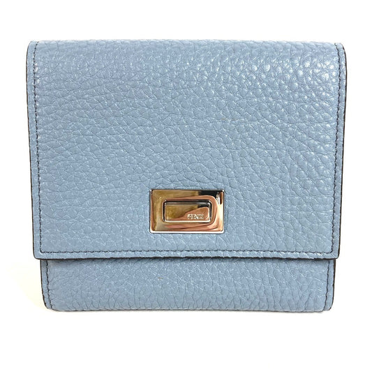 FENDI 8M0438 ピーカブー ロゴ コンパクトウォレット 財布 2つ折り財布 レザー ユニセックス ブルー
