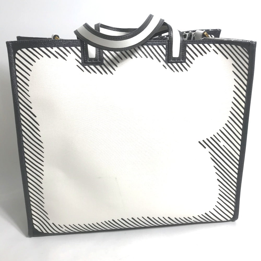 FENDI 8BH357 Joshua Vides collaboration shopper bag, shoulder bag, tote bag, coated canvas, men's white
