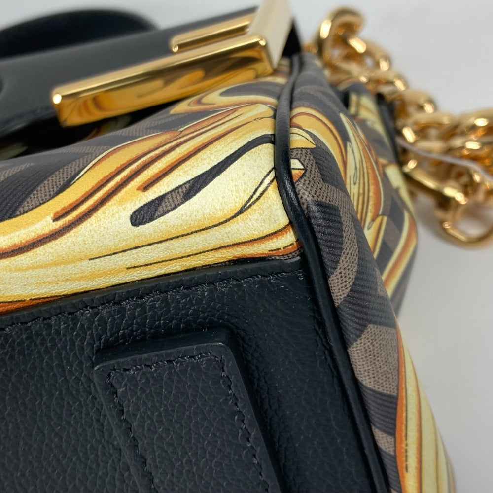 FENDI ヴェルサーチ コラボ VERSACE ラ メドゥーサ サッチェルバッグ ズッカ FENDACE フェンダーチェ 2WAY ショルダーバッグ 斜め掛け ハンドバッグ PVC/レザー レディース ブラウン