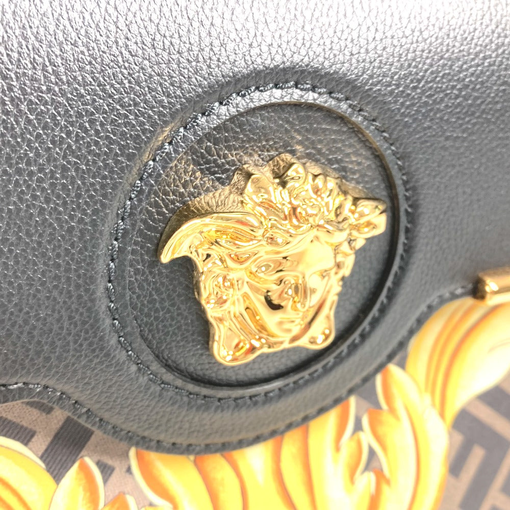 FENDI ヴェルサーチ コラボ VERSACE ラ メドゥーサ サッチェルバッグ ズッカ FENDACE フェンダーチェ 2WAY ショルダーバッグ 斜め掛け ハンドバッグ PVC/レザー レディース ブラウン