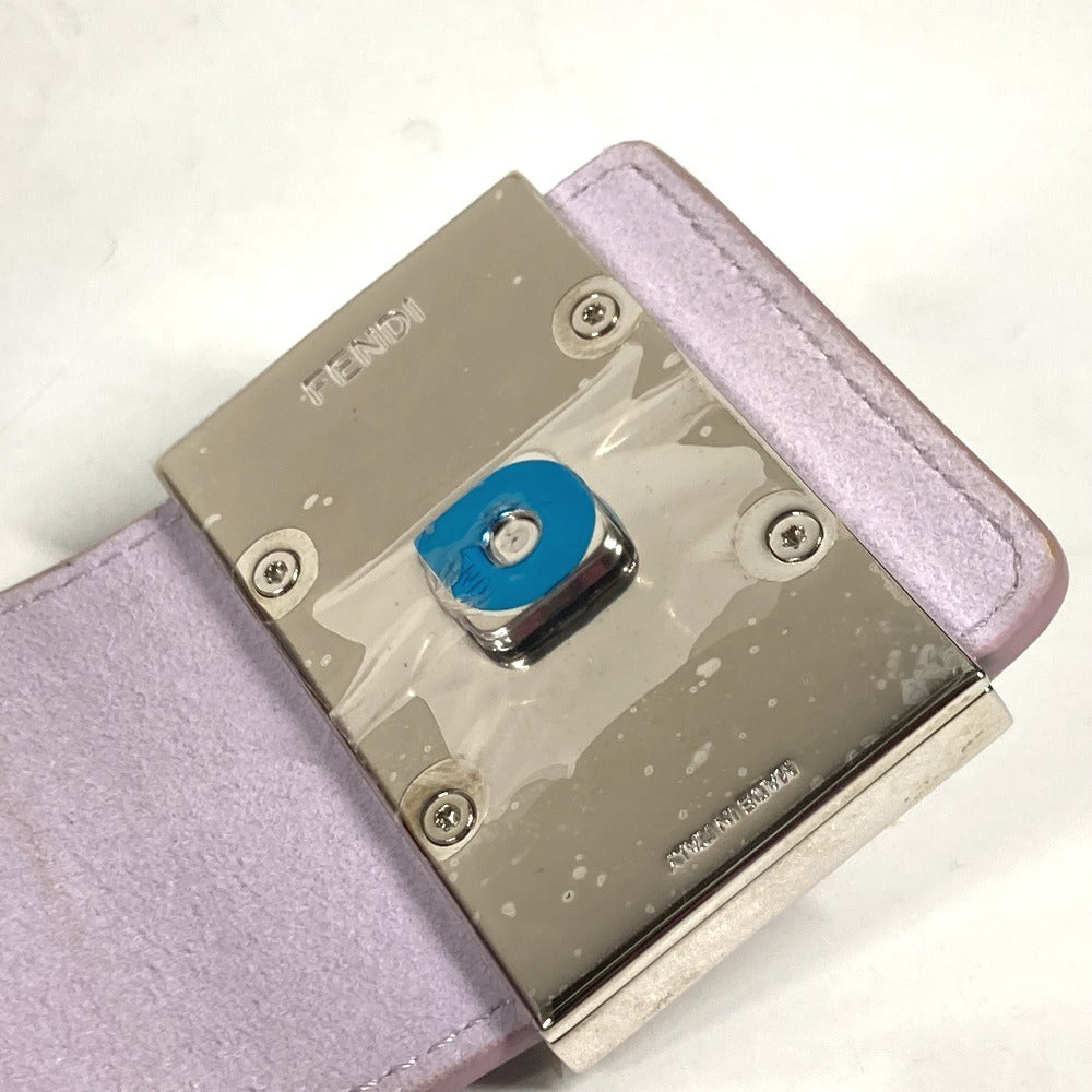 FENDI 7AS069 アイウェア 眼鏡 サングラスケース FFロゴ メガネケース チェーン付き ポーチ レザー レディース ライトパープル