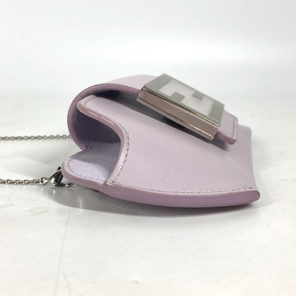 FENDI 7AS069 アイウェア 眼鏡 サングラスケース FFロゴ メガネケース チェーン付き ポーチ レザー レディース ライトパープル